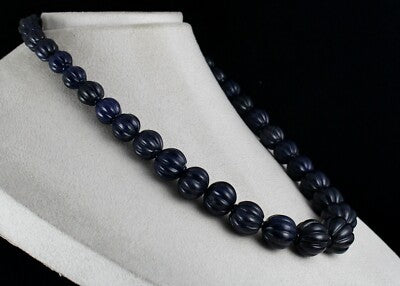 Natural Blue Jade Carved Round Gemstone 785 Ct Sterling Silver Necklace