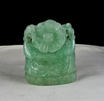 Certified Natural Green Emerald Quartz Lord Ganesha Statue Home Decor 3280 Ct