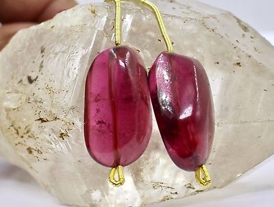 Certified Natural Pink Tourmaline Rubellite Beads 45.95 Ct Gemstone Earring Pair