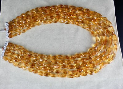Certified Natural Yellow Citrine 1761 Ct Beads Gemstone Fashion Necklace