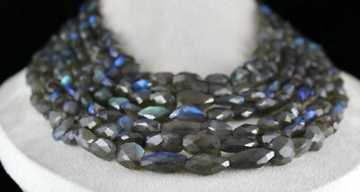 Certified Natural Black Labradorite Faceted Tumble 1782 Ct Gemstone Necklace