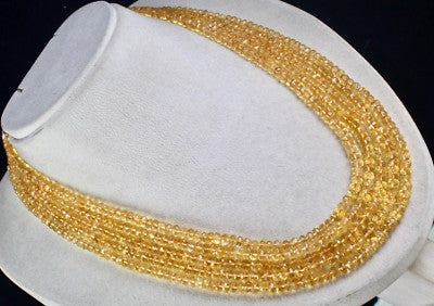 Yellow Citrine Faceted Beads Necklace 5 L 480 Ct Gemstone Fashion Accessory