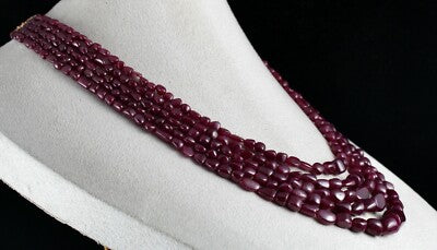 Certified Natural Untreated Ruby Beads Uneven Tumble Necklace 715ct Gemstone