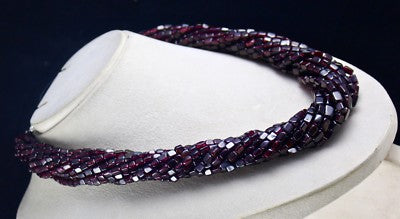Natural Garnet Square Beads 12 L Red 1670 Ct Gemstone Sterling Silver Necklace