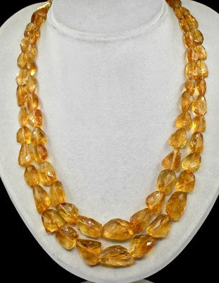 Certified Natural Yellow Citrine Faceted Nugget 699 Ct Fashion Necklace