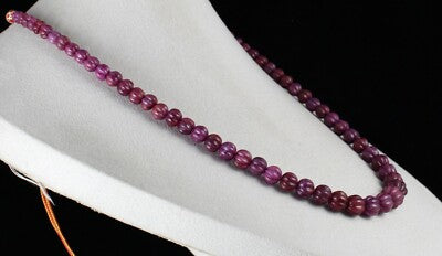 Certified Natural Unheat Ruby Carved 513ct Melon Gemstone Beads Necklace