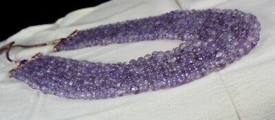 Natural Amethyst Beads Carved Melon Necklace 7l 1024ct Gemstone Antique Fashion