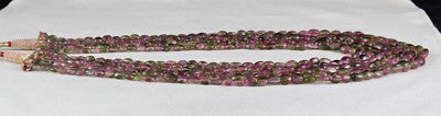 Certified Natural Bi Colors Tourmaline 456 Ct Beads Cabochon Gem Necklace