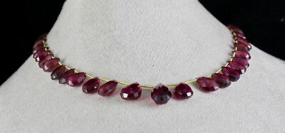 Certified Natural Pink Tourmaline Rubellite 125 Ct Bead Briolette Necklace