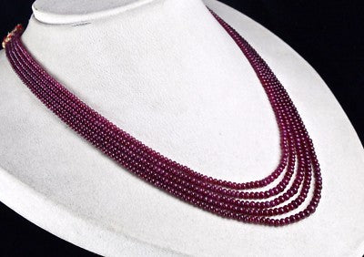 Certified Natural Ruby Beads Round 5 L 230 Ct Gemstone Beaded Necklace