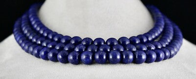 Certified Natural Blue Lapis Lazuli Beads 11mm 1280ct Necklace For Women
