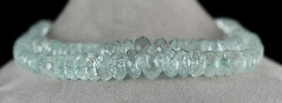 Certified Natural Aquamarine 972 Ct Blue Faceted Beaded Necklace 2 Line