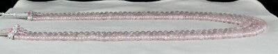 Natural Rose Quartz 432 Carats Beads Round 4 Line Fashion Pink Necklace