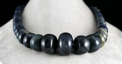 Dyed Sapphire Corundum 2078ct Round Beads Necklace Big Gemstone 1 Line