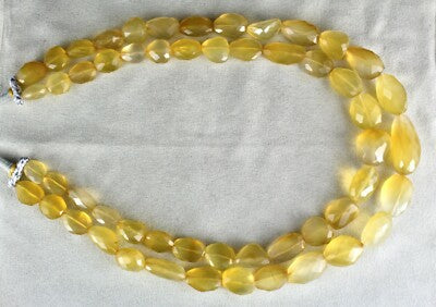 Yellow Chalcedony Beads Faceted 1478 Ct Gemstone Fashion Necklace For Women