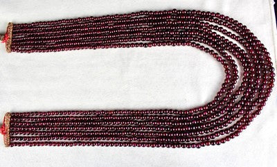 Natural Red Garnet Beads Necklace 901 Cts Round 7 Line Gemstone Ladies Stone