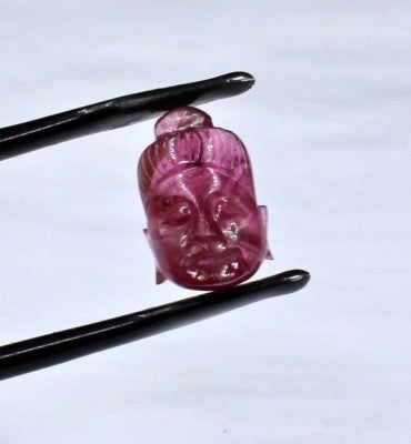 15x10mm Natural Pink Tourmaline Carved Buddha 9.15ct Gem For Ring Pendant