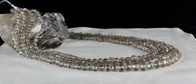 Antique Natural Smoky Quartz Carved Melon Beads Necklace 735 Ct Gemstone
