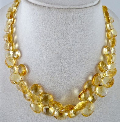 Certified Natural Yellow Citrine 410 Ct Heart Teardrop Sterling Silver Necklace