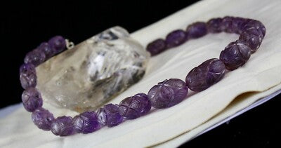 Certified Natural Amethyst 922 Ct Engraved Sterling Silver Antique Necklace