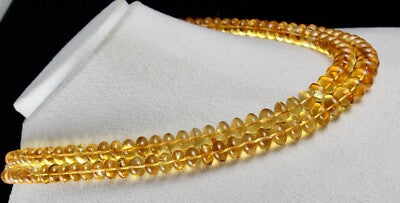 Certified Natural Yellow Citrine Beads Necklace 2 L 607 Ct Gemstone Statement