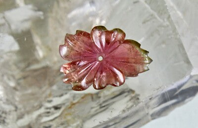 Certified Natural Multi Tourmaline 20.15 Ct Carved Flower Gemstone Loose Pendant