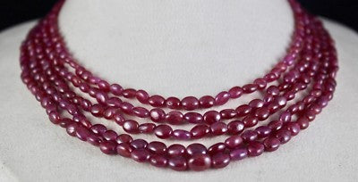 Natural Ruby 433 Ct Bead Necklace 17 Inches Ladies Jewelry