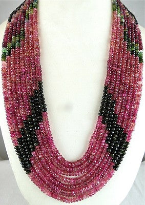 Certified Natural Multi Colour Tourmaline 835 Ct Faceted Round Gem Necklace