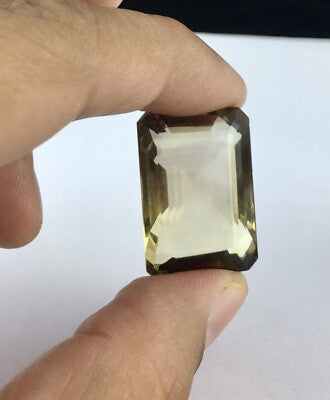 Natural Lemon Smoky Quartz 101.70ct Octagon 2 Pcs Big Gemstone Pendant