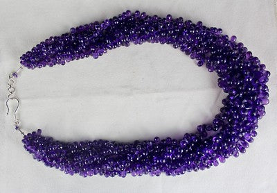 Certified Natural Amethyst 1157 Ct Teardrop Sterling Silver Party Necklace