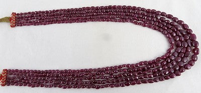 Certified Natural Ruby Beads 540 Ct 5-line Precious Gemstone Necklace For Ladies