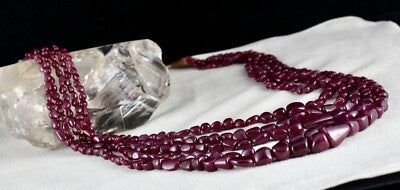 Certified Natural Untreated Ruby Beads Uneven Tumble Necklace 715ct Gemstone