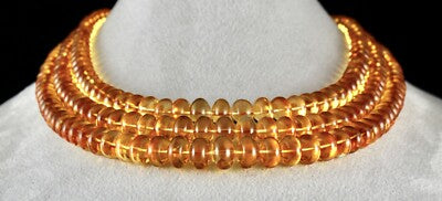 Certified Natural Yellow Citrine Beads 935 Ct Round Statement Necklace For Women