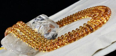 Certified Natural Yellow Citrine Beads 935 Ct Round Statement Necklace For Women