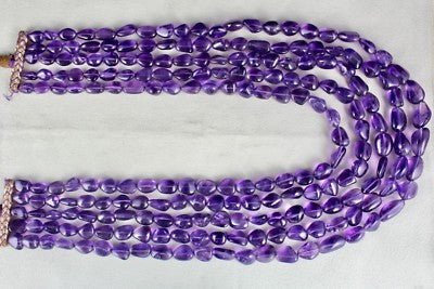 Certified Natural Purple Amethyst 1115 Ct Nugget Beads Gemstone Party Necklace