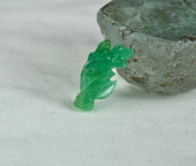 Certified Antique Natural Emerald 20.96ct Leaf Flower Carve Pendant Brooch Women