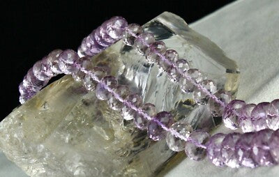 Natural Pink Amethyst Beads Faceted Round 663 Ct Gemstone Fashion Necklace