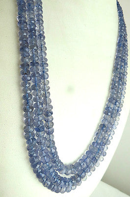 Certified Natural Blue Iolite 568ct Faceted Beads Gemstone Ladies Necklace