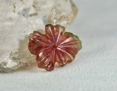 Certified Natural Multi Tourmaline 20.15 Ct Carved Flower Gemstone Loose Pendant