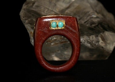 Certified Antique Orange Quartz 10ct Natural Diamond Turquoise 22k Gold Ring