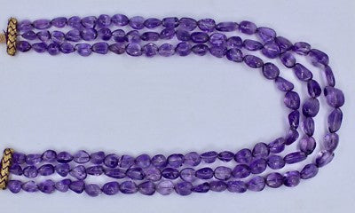 Natural Amethyst Beads 3 L 585 Ct Purple Gemstone Fashion Necklace For Women