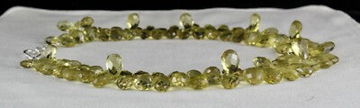 Natural Lemon Quartz 665ct Tear Drop Gemstone Necklace Beads 1 Line