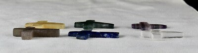 Vintage Multi Quartz Gemstone Spiritual Cross Pendant 6 Pcs 289ct