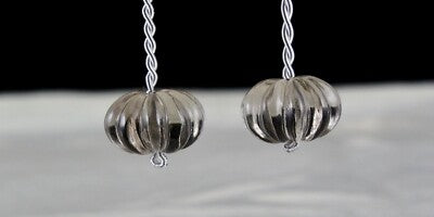 Natural Black Smoky Quartz 45 Ct Carved Melon Round Beads Gemstone