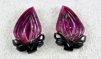 Natural Bi Colour Tourmaline 23.20 Ct Leaves Pair Gemstone For Earring Designing