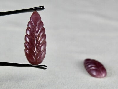 Certified Natural Untreated Ruby Carved Leaves Pair 39.22 Ct Gemstone Earrings