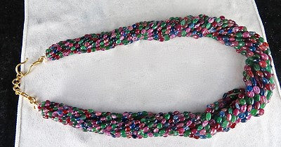 Certified Natural Emerald Ruby Blue Sapphire Spinel 995ct Vintage Necklace