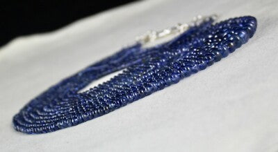 Certified Natural Blue Sapphire Beads 5 L 395 Ct Sterling Silver Necklace