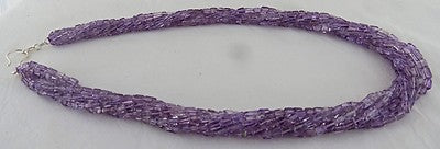Natural Amethyst 580 Ct Tube Beads Sterling Silver Purple Necklace Fashion