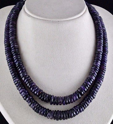 Natural Dark Amethyst Beads 781ct Gemstone Fashion Necklace 2 Line
